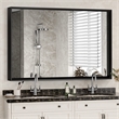 36  Glossy Black Aluminum Framed Rectangle Bathroom Wall Vanity Mirror