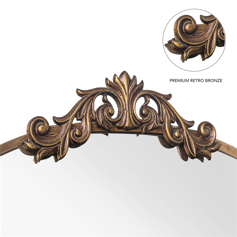 Brown Arched Full Length Mirror 66 Metal Framed Ornate Floor Mirror