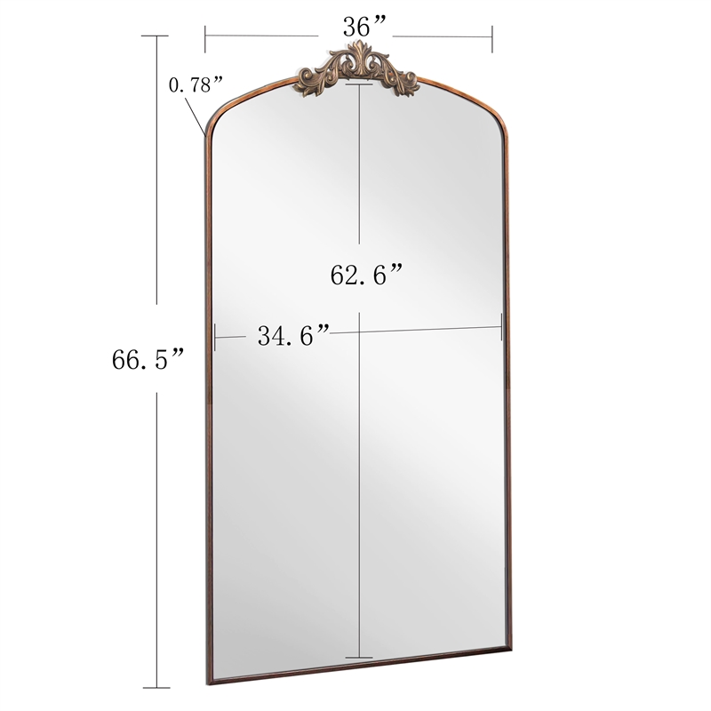 Brown Arched Full Length Mirror 66 Metal Framed Ornate Floor Mirror