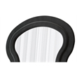 Full Length Black Flannel Wave Floor Mirror with Wood Stand for Bedroom