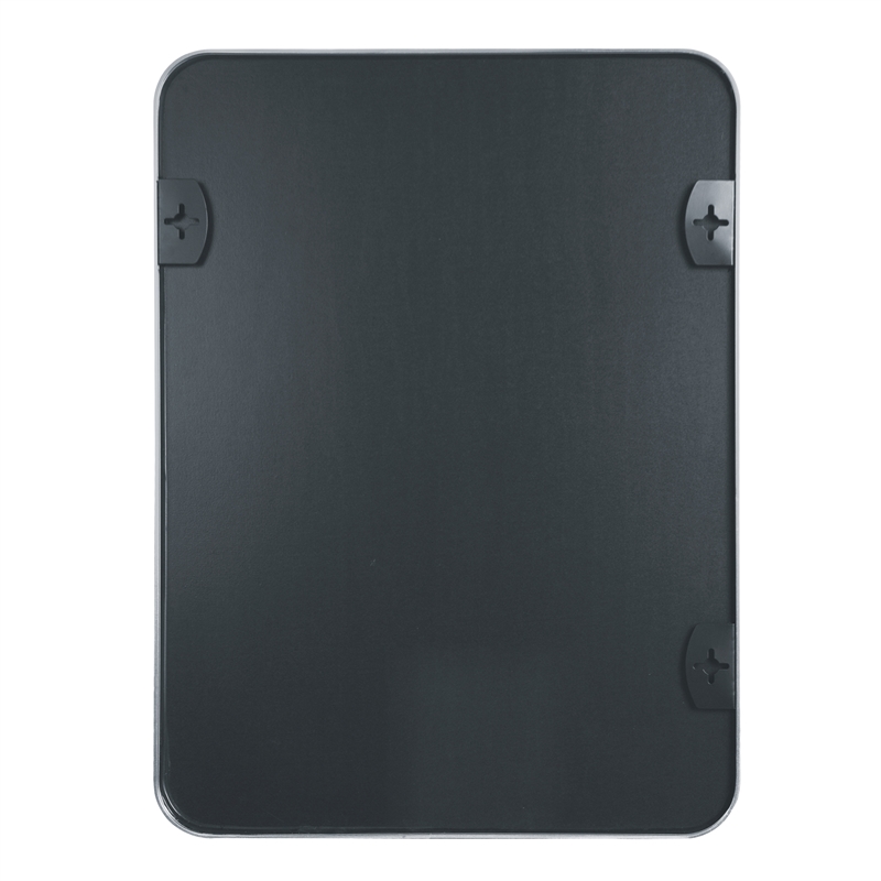 Silver Metal Framed Rectangular Bathroom Wall Mirror 24 Inch Wood Backing