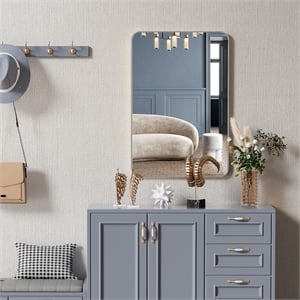 Silver Metal Framed Rectangular Bathroom Wall Mirror 24 Inch Wood Backing