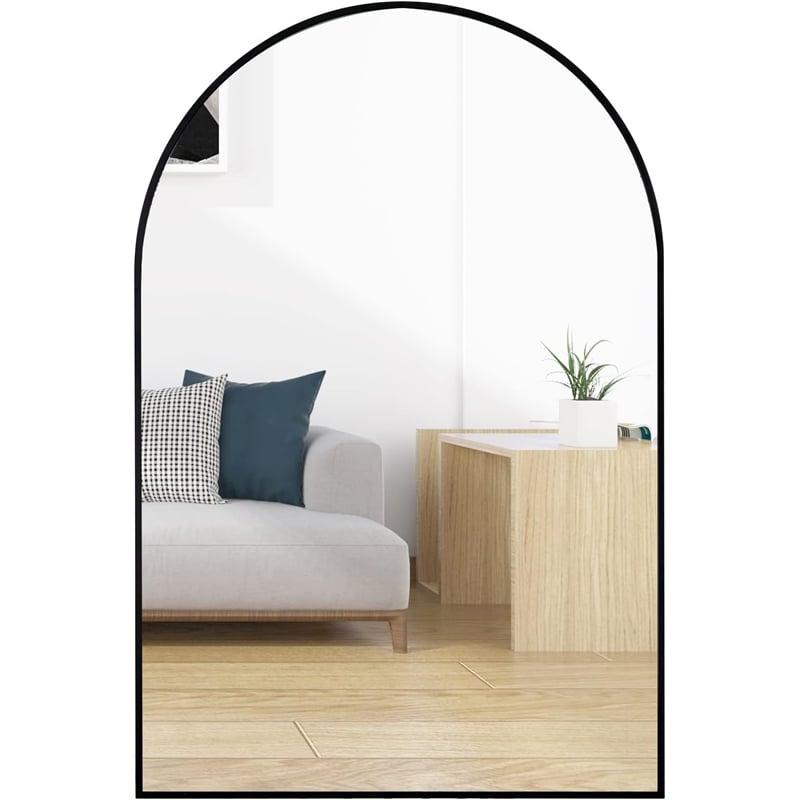 24 Black Metal Framed Arched Bathroom Wall Mirror Metal Wood Black