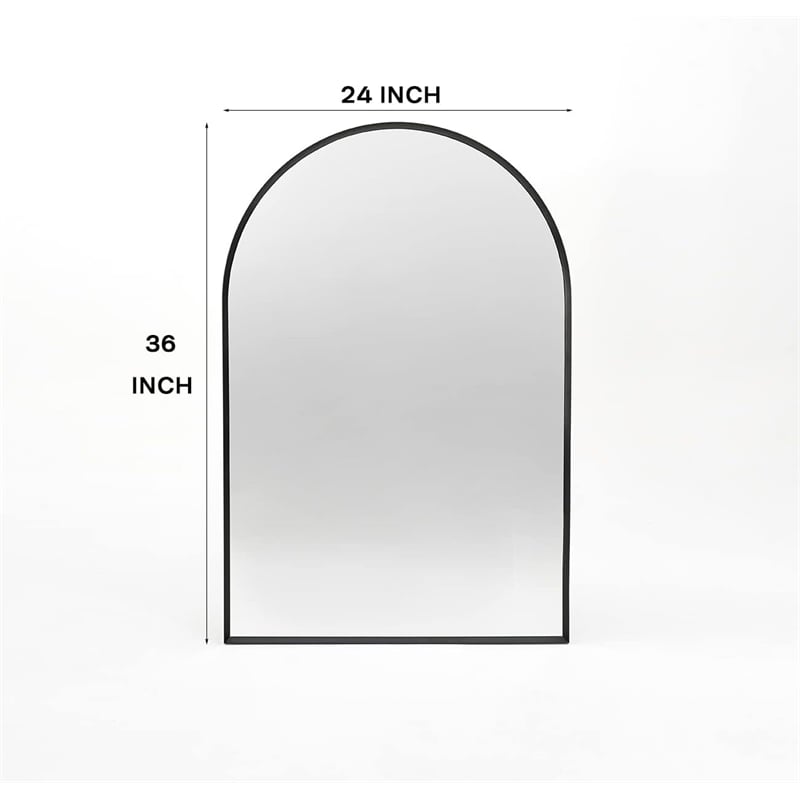 24 Black Metal Framed Arched Bathroom Wall Mirror Metal Wood Black