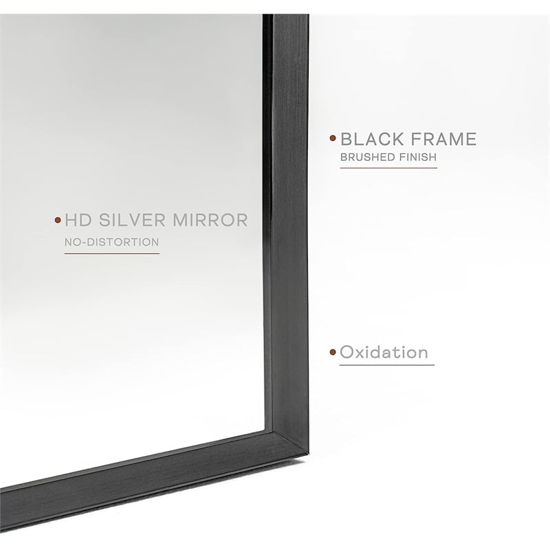 24 Black Metal Framed Arched Bathroom Wall Mirror Metal Wood Black