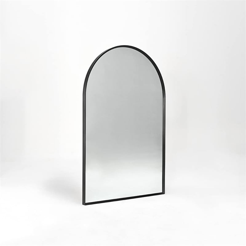 24 Black Metal Framed Arched Bathroom Wall Mirror Metal Wood Black