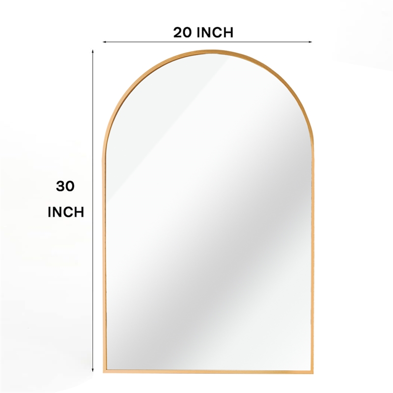 20 Gold Arched Bathroom Mirror Metal Frame and Wood Design modern mirror