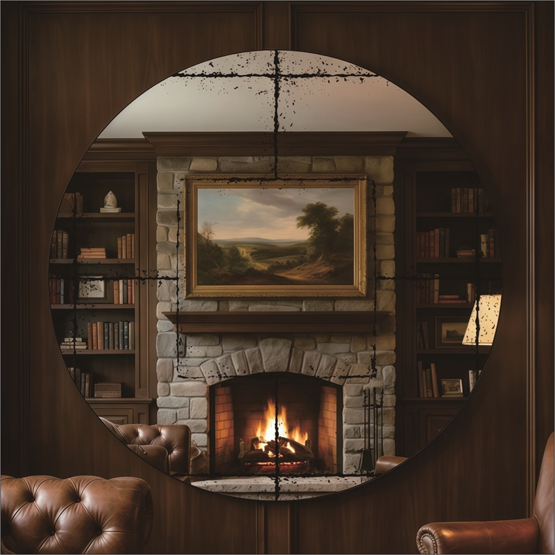 Black Wood Round Wall Mounted Mirror for Bedroom Living Room and  Home Decor