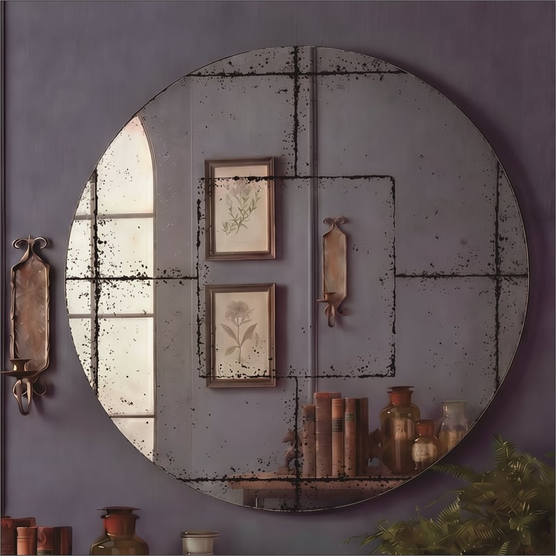 Black Wood Round Wall Mounted Mirror for Bedroom Living Room and  Home Decor