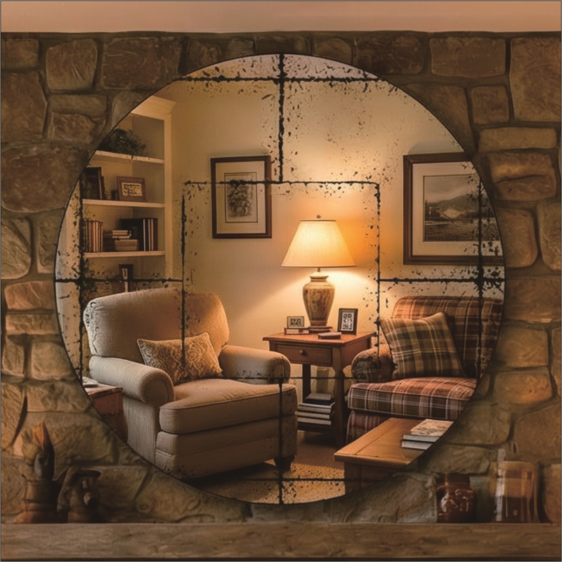 Black Wood Round Wall Mounted Mirror for Bedroom Living Room and  Home Decor