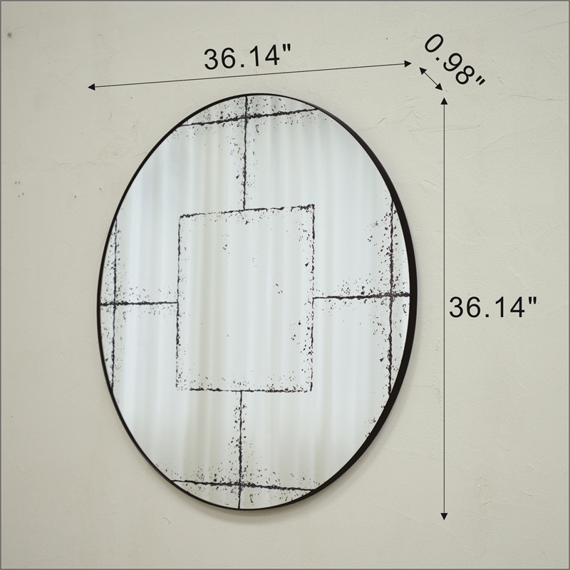 Black Wood Round Wall Mounted Mirror for Bedroom Living Room and  Home Decor