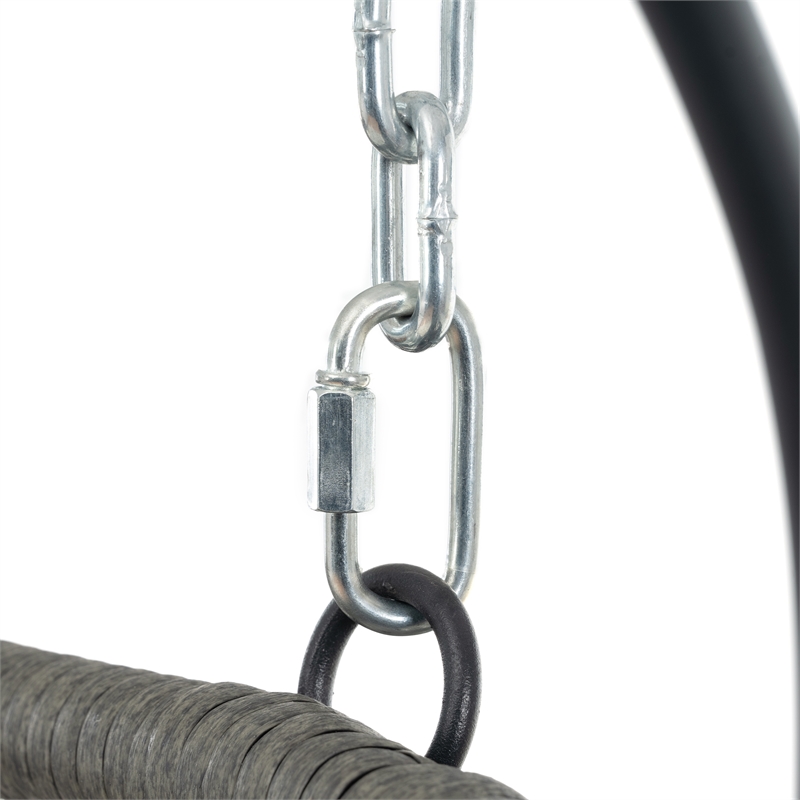 Gray Steel 2-Person Indoor Outdoor  Hanging Egg Chair with Stand