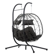 Gray Steel 2-Person Indoor Outdoor  Hanging Egg Chair with Stand
