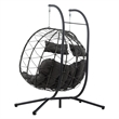 Gray Steel 2-Person Indoor Outdoor  Hanging Egg Chair with Stand