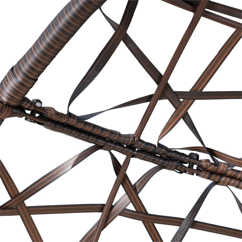 Brown Rattan Teardrop Hanging Egg Chair with Water-Resistant Cushions