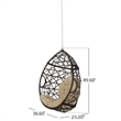 Brown Rattan Teardrop Hanging Egg Chair with Water-Resistant Cushions