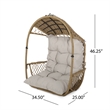 Beige Fabric Hanging Basket Chair for Indoor & Outdoor Use with Cushions