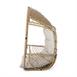 Beige Fabric Hanging Basket Chair for Indoor & Outdoor Use with Cushions