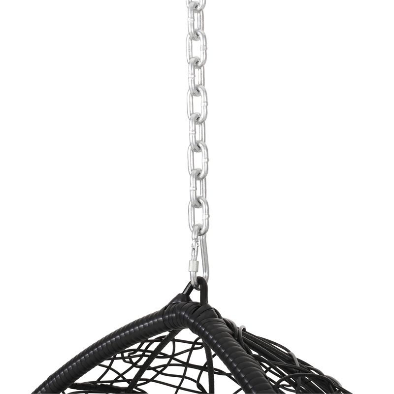 Gray Rattan Hanging Chair with 8ft Chain