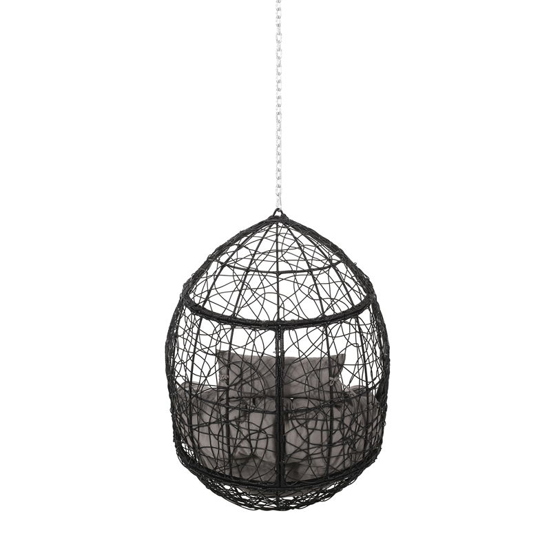 Gray Rattan Hanging Chair with 8ft Chain