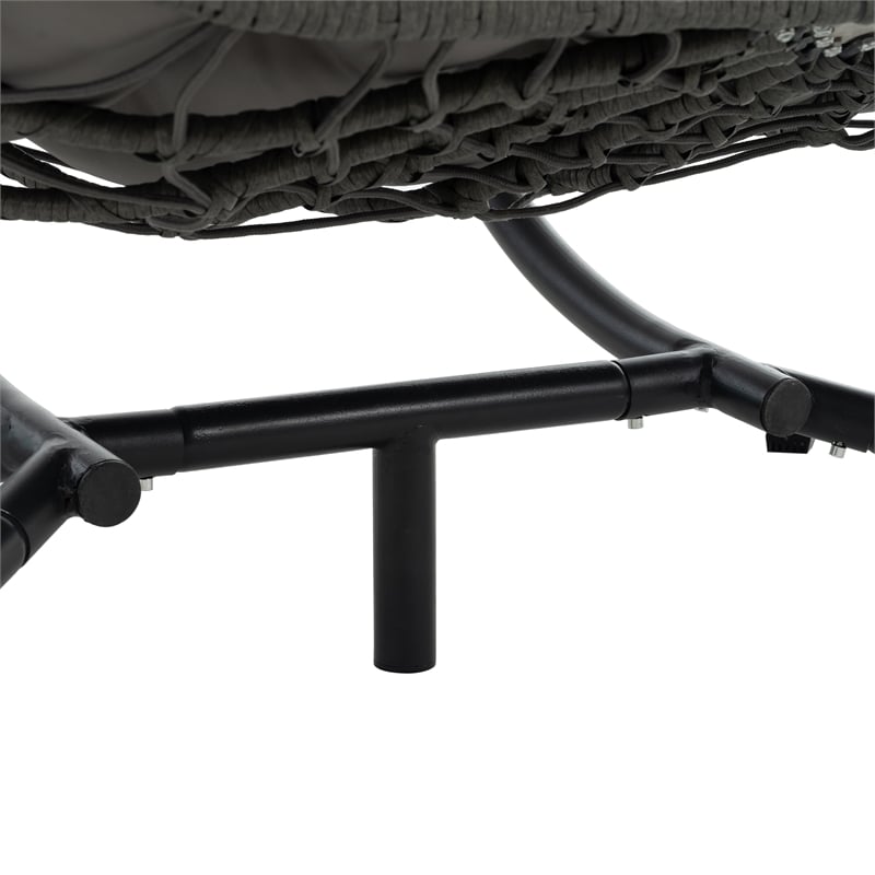 Blue Steel 2-Person Indoor Outdoor Wicker Hanging Egg Chair with Stand