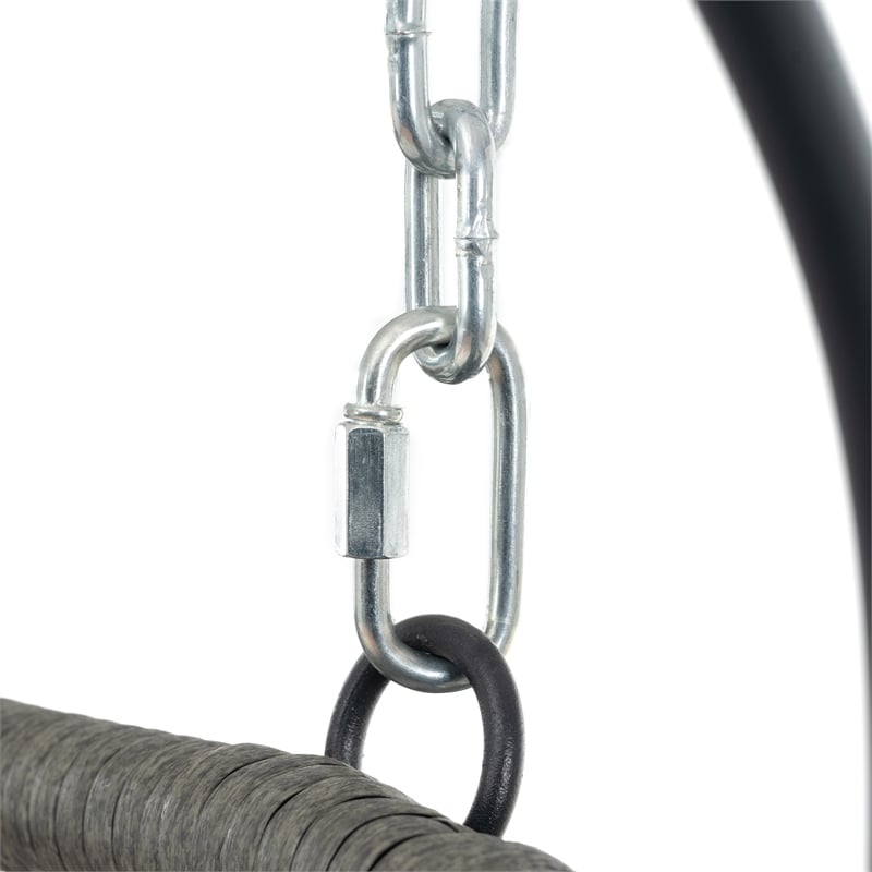 Blue Steel 2-Person Indoor Outdoor Wicker Hanging Egg Chair with Stand