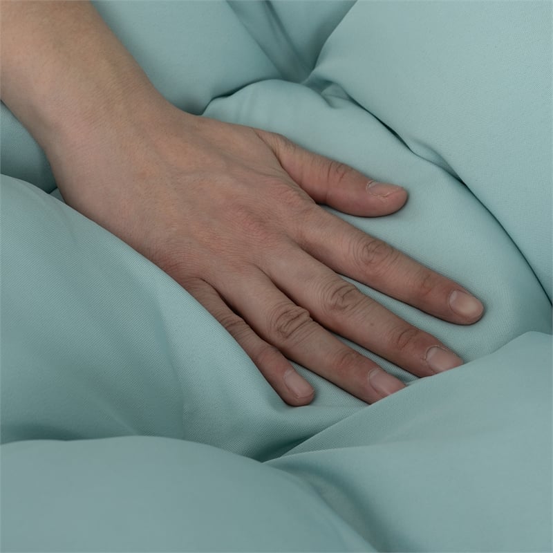 Blue Steel 2-Person Indoor Outdoor Wicker Hanging Egg Chair with Stand