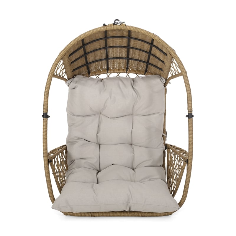 Beige Fabric Hanging Chair with 8ft Chain