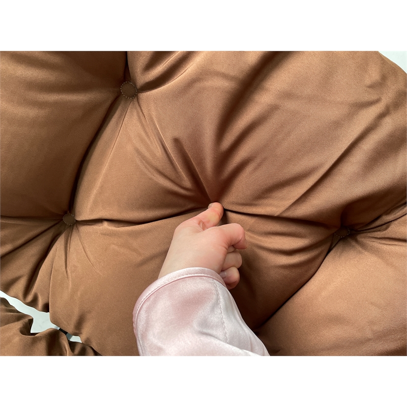 Brown Wicker / Rattan  Double Hanging Egg Chair with Stand and Cushion