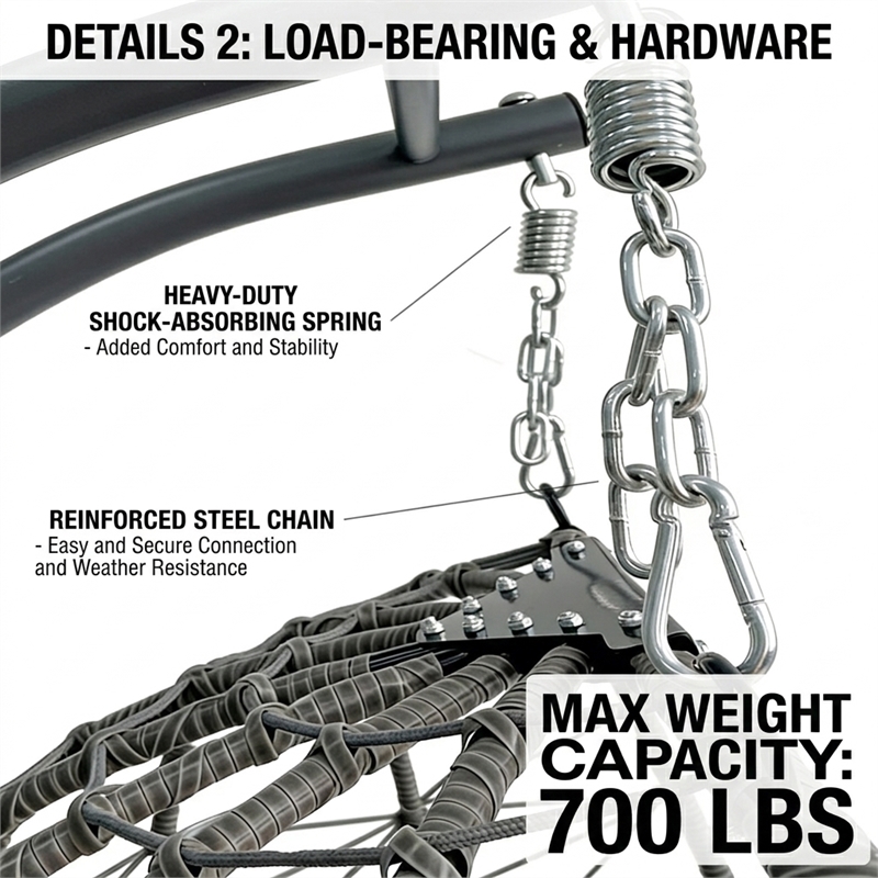 Brown Wicker / Rattan  Double Hanging Egg Chair with Stand and Cushion