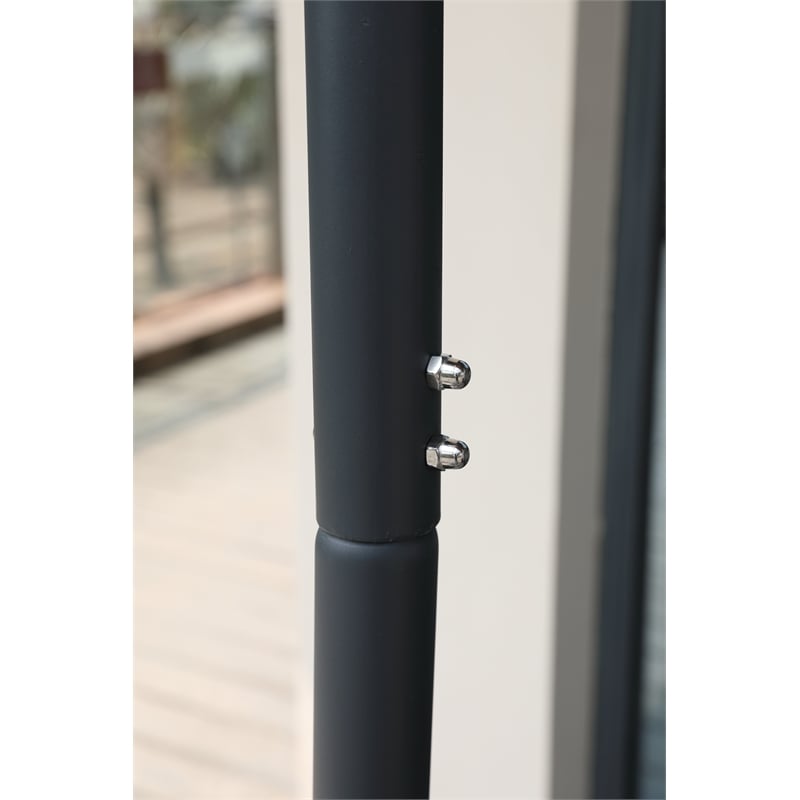 Gray Aluminum Outdoor Wicker Hanging Egg Chair with Stand and Cup Holder