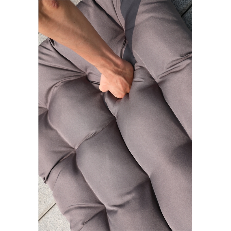 Gray Aluminum Outdoor Wicker Hanging Egg Chair with Stand and Cup Holder