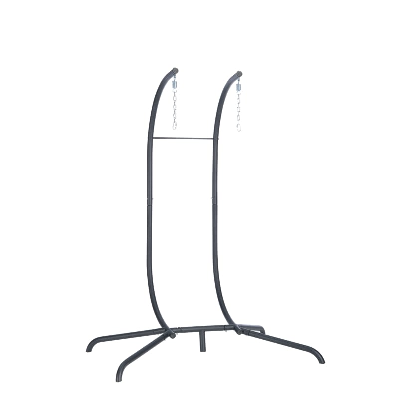 Blue Rattan Double Hanging Egg Chair with Stand and UV Resistant Cushions