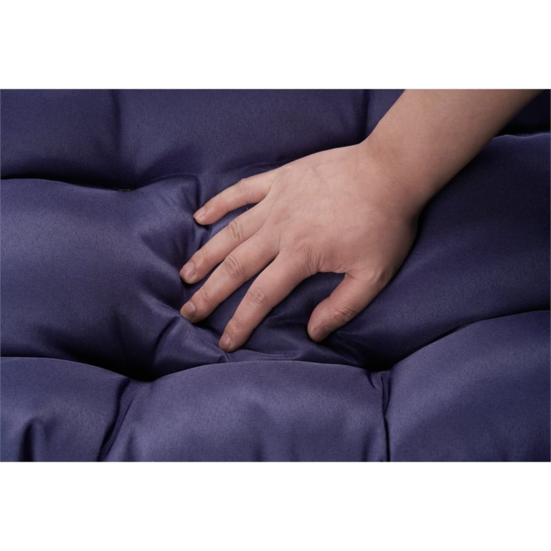 Blue Rattan Double Hanging Egg Chair with Stand and UV Resistant Cushions