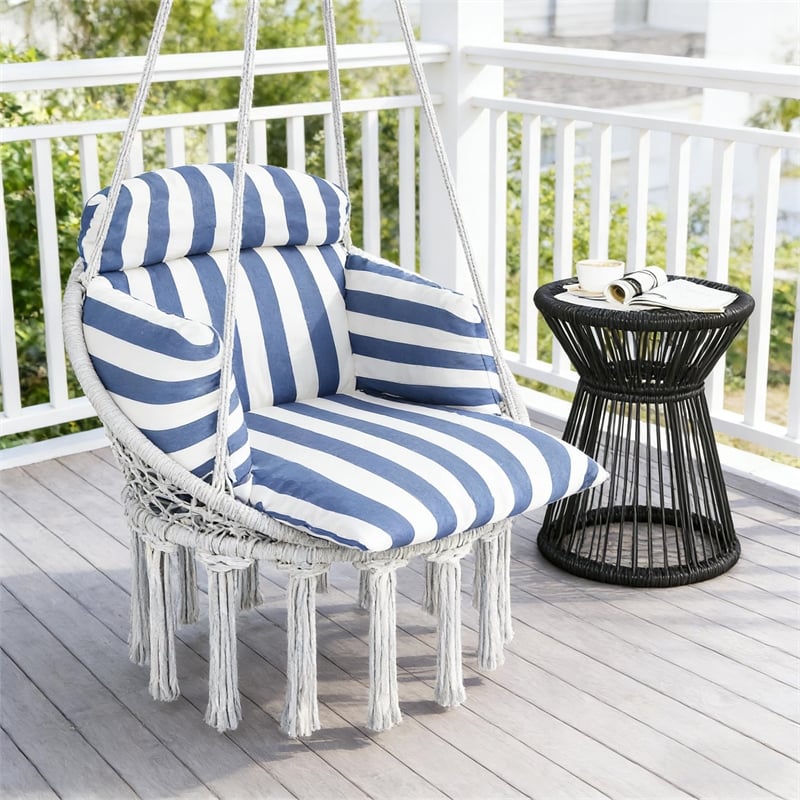 White Steel Outdoor Hanging Hammock Swing Chair