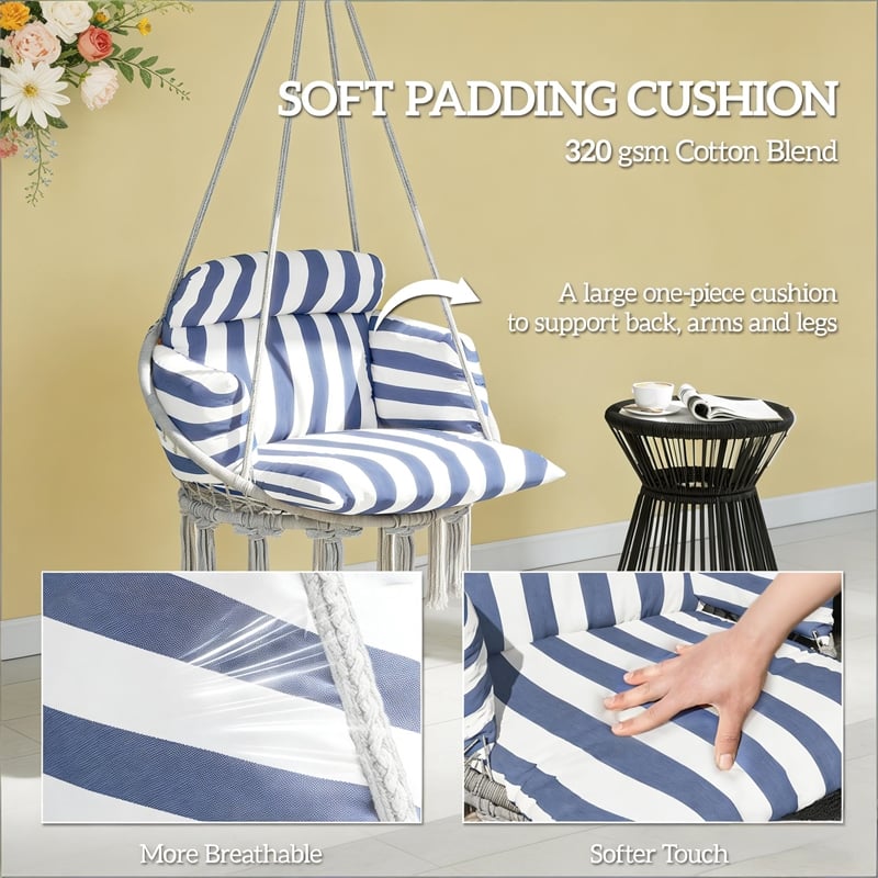 White Steel Outdoor Hanging Hammock Swing Chair