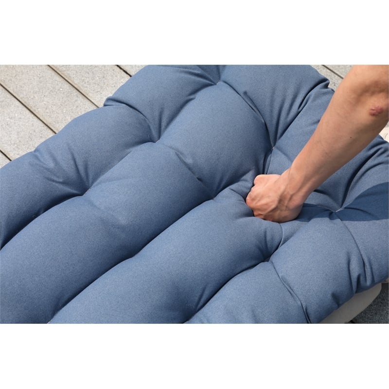 Blue Aluminum Outdoor Wicker Hanging Egg Chair with Stand and Cup Holder