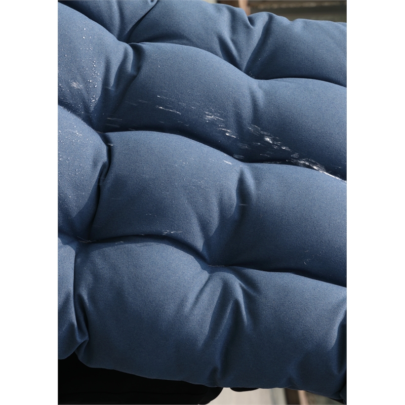 Blue Aluminum Outdoor Wicker Hanging Egg Chair with Stand and Cup Holder