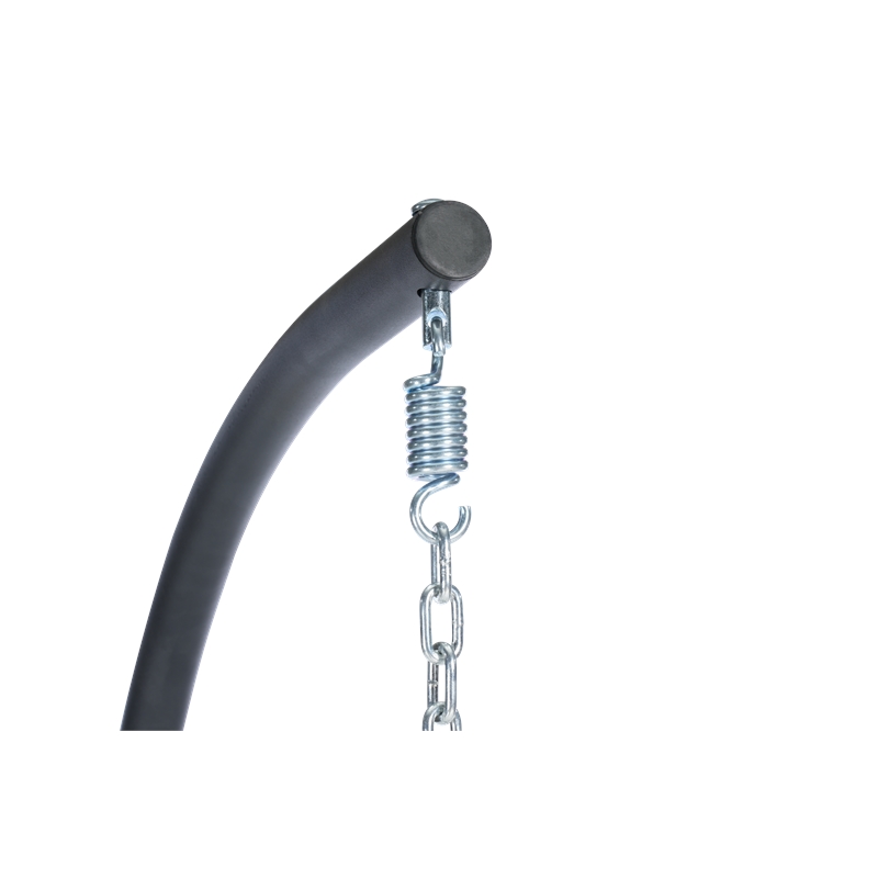 Gray Rattan Double Egg Chair with Stand and UV Resistant Cushions