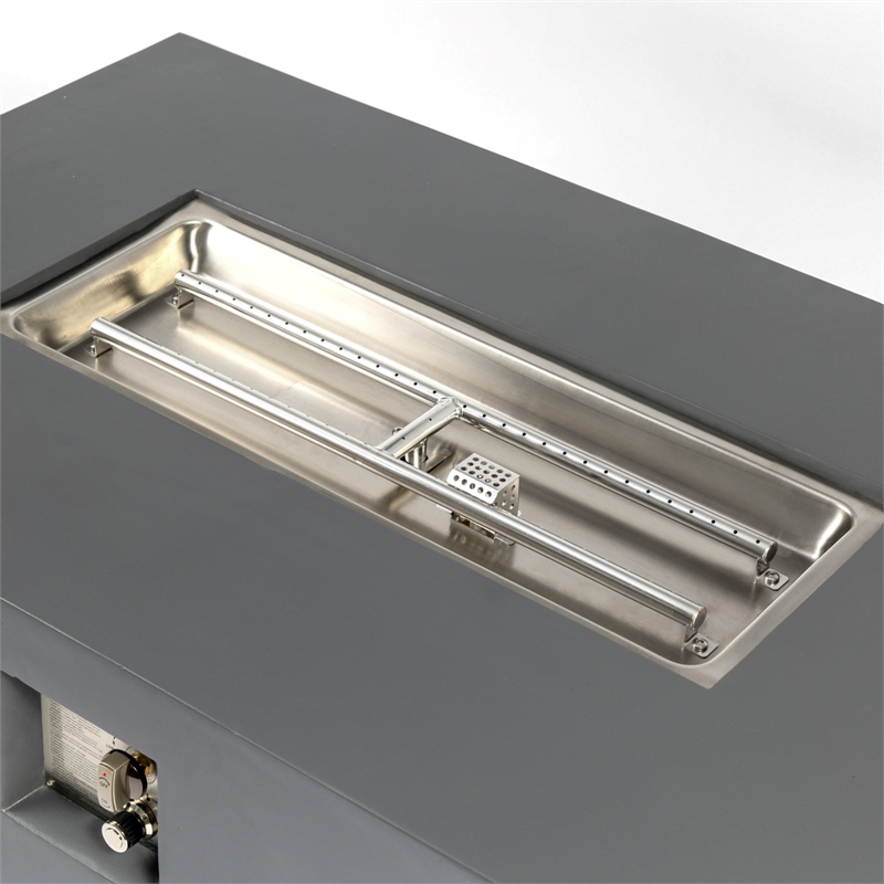 Concrete Light Gray Propane Natural Gas Fire Pit Table for Patio Use