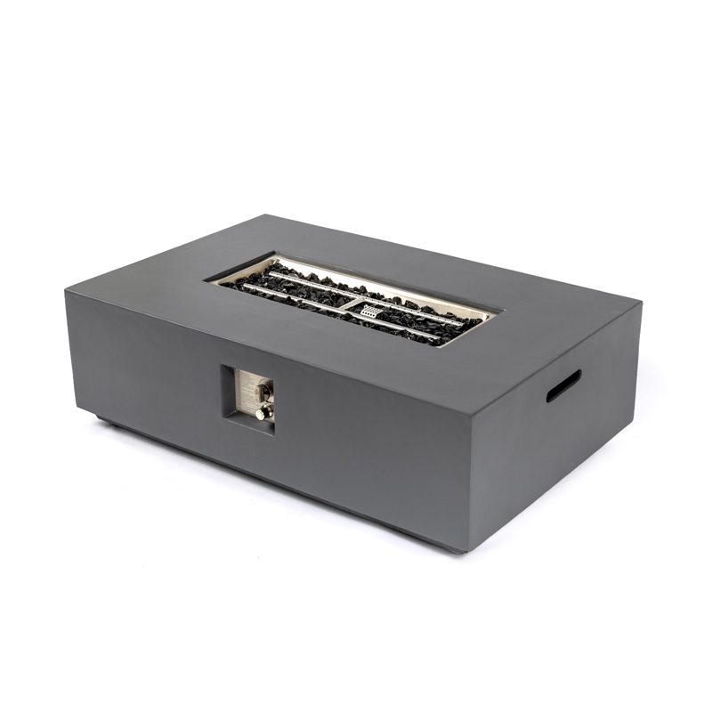 Concrete Light Gray Propane Natural Gas Fire Pit Table for Patio Use