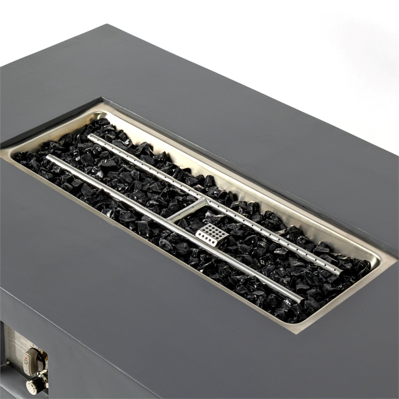 Concrete Light Gray Propane Natural Gas Fire Pit Table for Patio Use