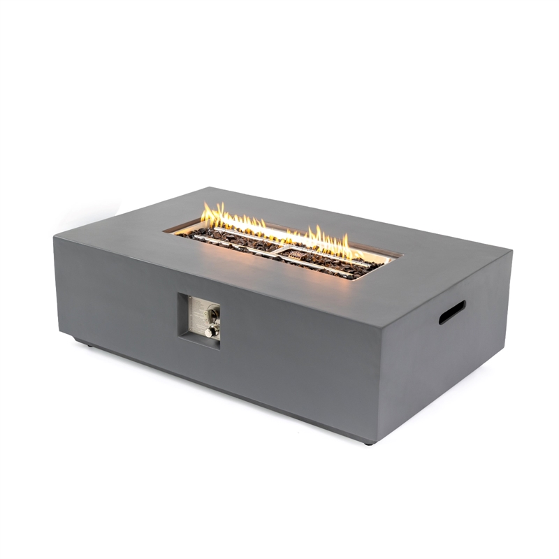 Concrete Light Gray Propane Natural Gas Fire Pit Table for Patio Use