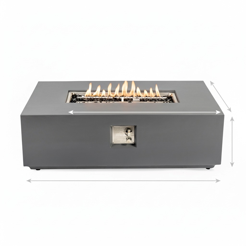 Concrete Light Gray Propane Natural Gas Fire Pit Table for Patio Use