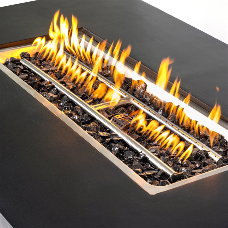 Charcoal Concrete Propane/Natural Gas Fire Pit Table Outdoor