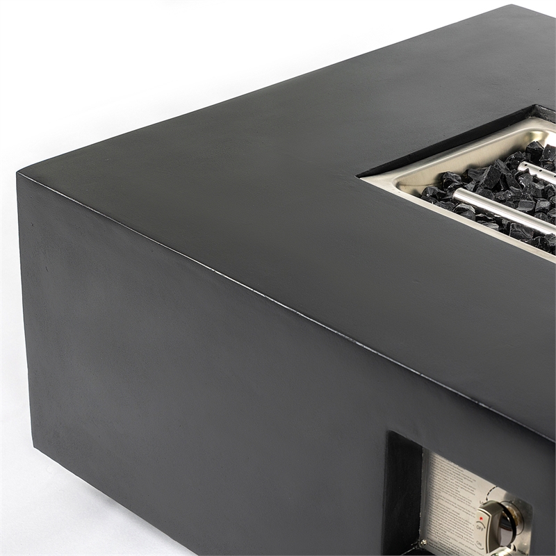 Charcoal Concrete Propane/Natural Gas Fire Pit Table Outdoor