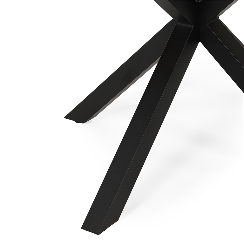 Teak Wood Outdoor Dining Table with Black Metal Legs for Patio and Garden