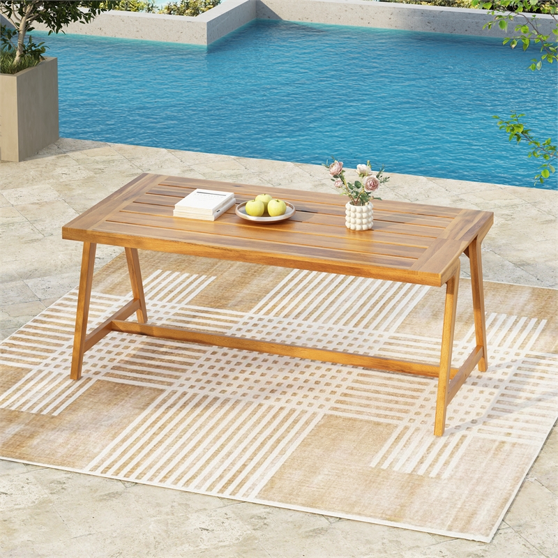 Teak Wood Outdoor Dining Table for Weather Resistant Patio and Garden Use