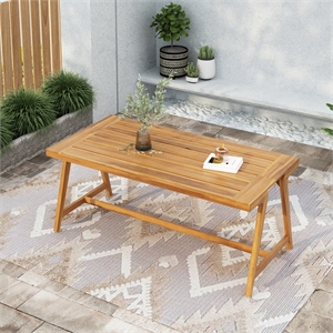 Teak Wood Outdoor Dining Table for Weather Resistant Patio and Garden Use