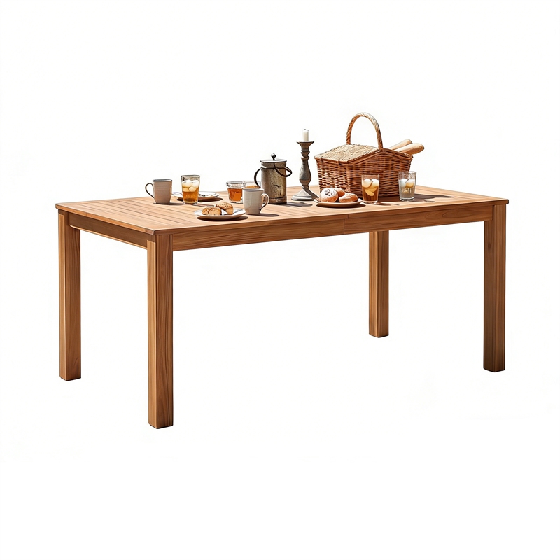 67 Natural Wood Rectangular Outdoor Patio Dining Table for Garden and Poolside